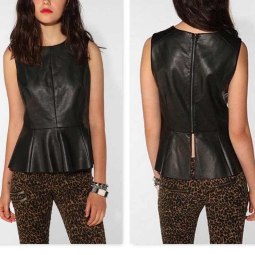 Urban Outfitters Faux Leather Peplum Top